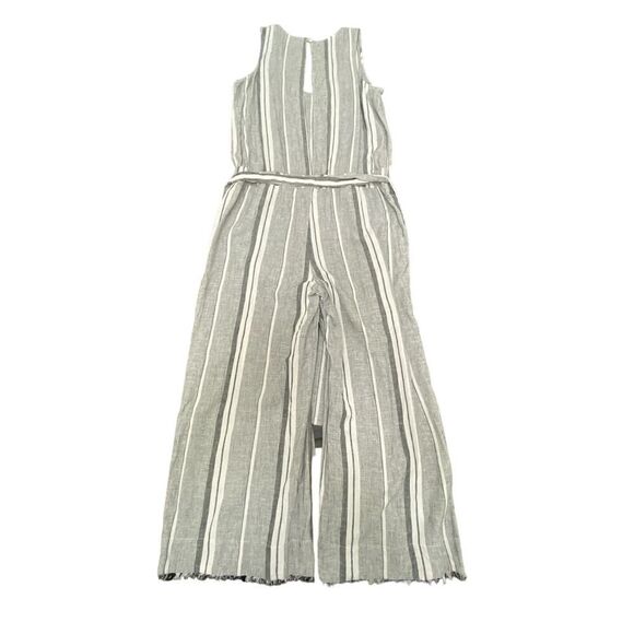 Clothe & Stone by Anthropologie Linen Striped Jumpsuit Open Back Gray Size M - Picture 4 of 13